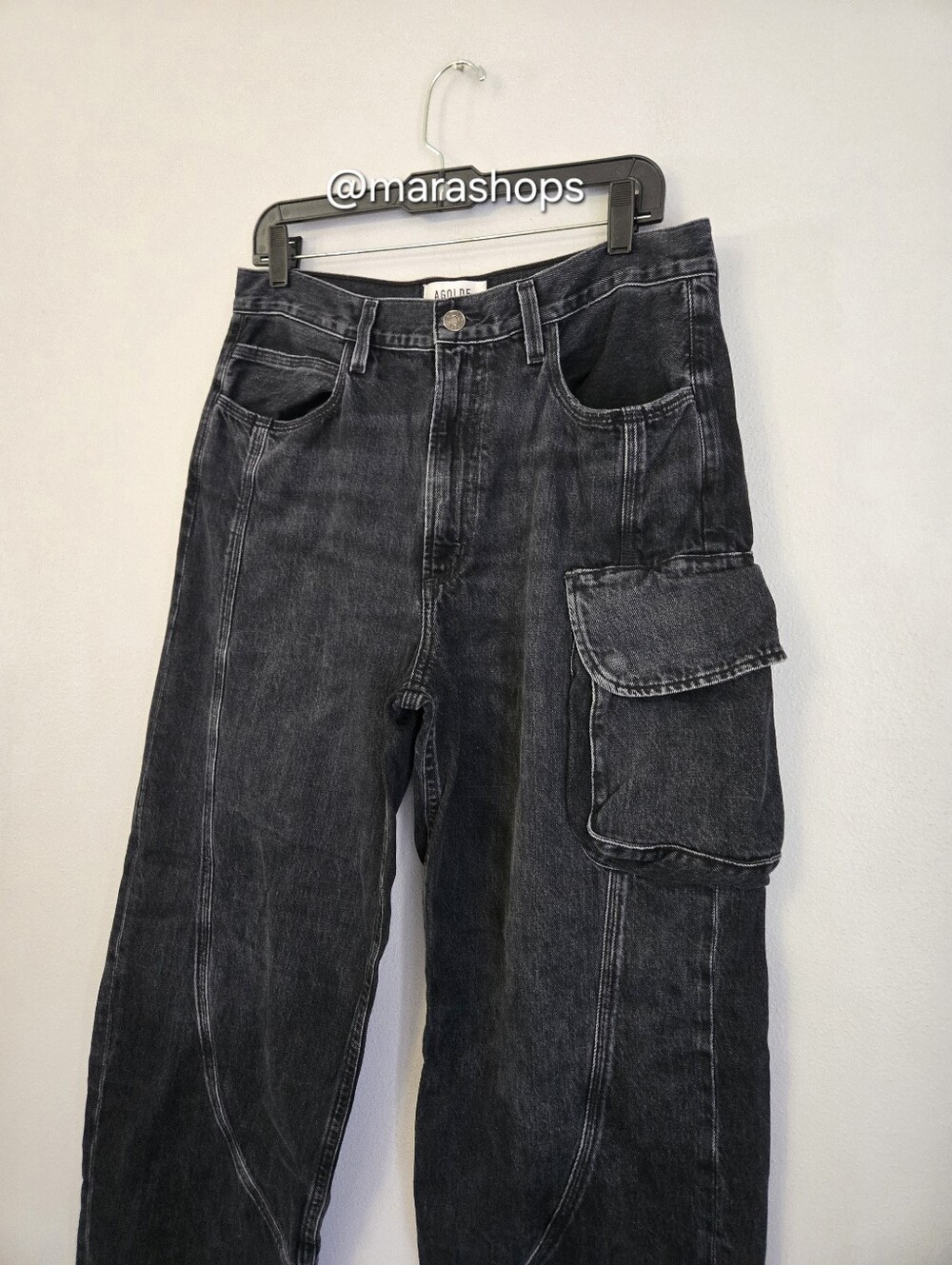 AGOLDE Cass Baggy Cargo Jean Black - Picture 5 of 8